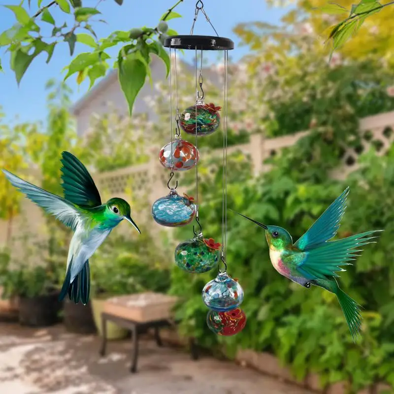 

Window Hummingbird Feeder Multifunctional Bird Feeder Wind Chimes Hummingbird Feeder 2-in-1 Outdoor Wind Chimes Glass