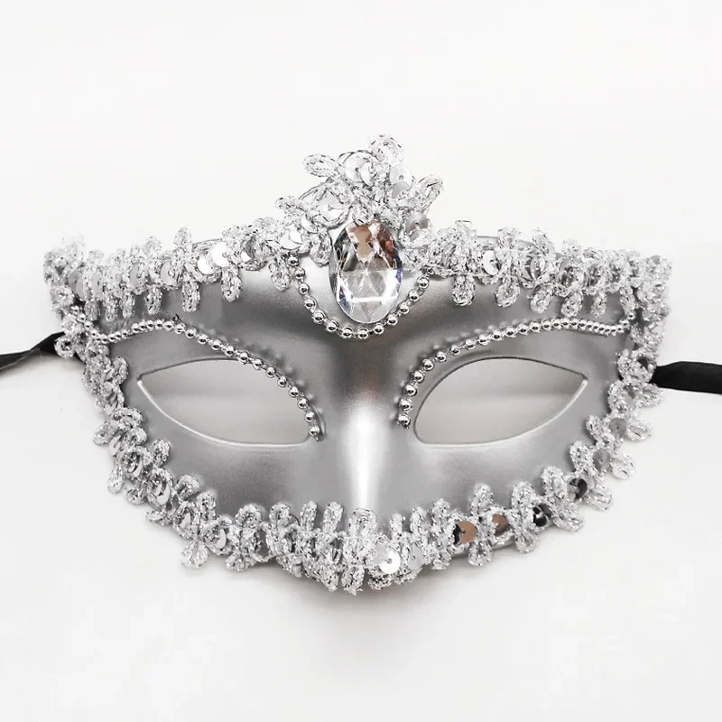 HalfFaceMaskCarnivalPartyEyeMasksElectroplatedLaceDiamondMask