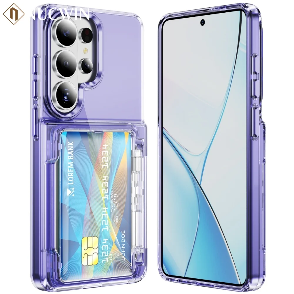 Ultra Metal Rotating Wallet Holder Case with Flip Card Slot and Lens Protection Cover