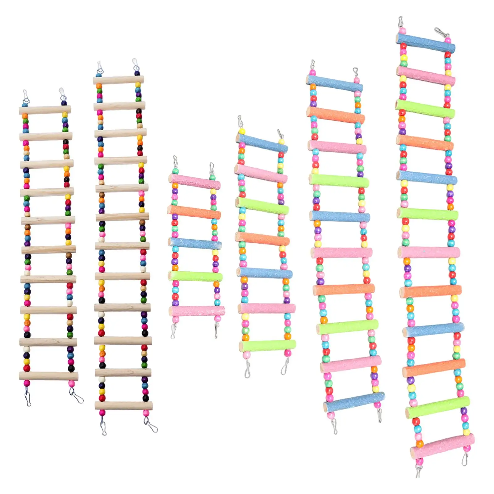

Bird Wooden Ladder Toy Perch Stand Ladder for Canaries Cockatiels Cockatoo