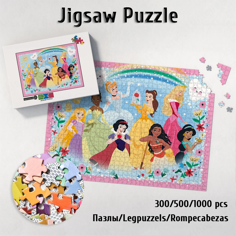 Disney All Princess Puzzle Jasmine Snow White Aurora Rapunzel Jigsaw Puzzles Educational Toys for Children Restless Family Game beauty and the beast jigsaw puzzles classic disney movie puzzle disney princess belle games and puzzles toys for kids restless