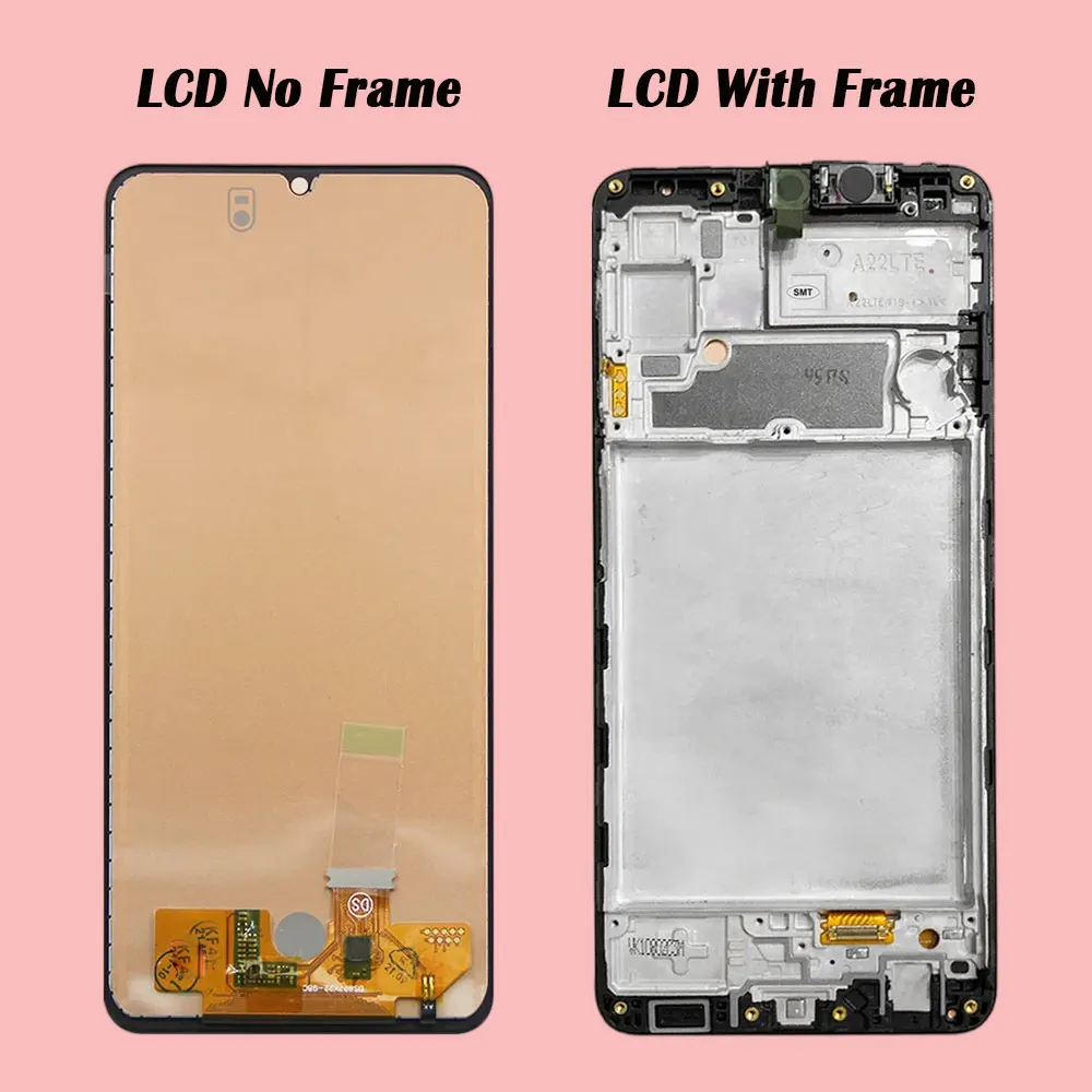 1 PCS For AMOLED For Samsung A22 4G A225F A225F/DS A225 LCD Touch Screen Digitizer Repair Parts Display With Frame LCD