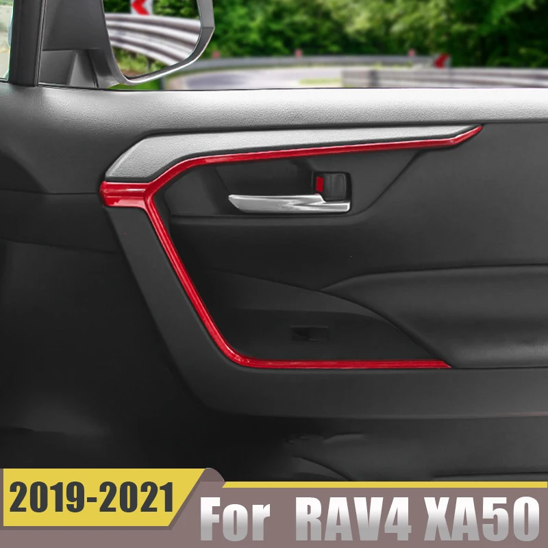 

Накладка на ручку салона автомобиля из АБС-пластика для Toyota RAV4 RAV 4 2019 2020 2021 2022 XA50, Натяжной подлокотник двери, аксессуары для отделки полосы