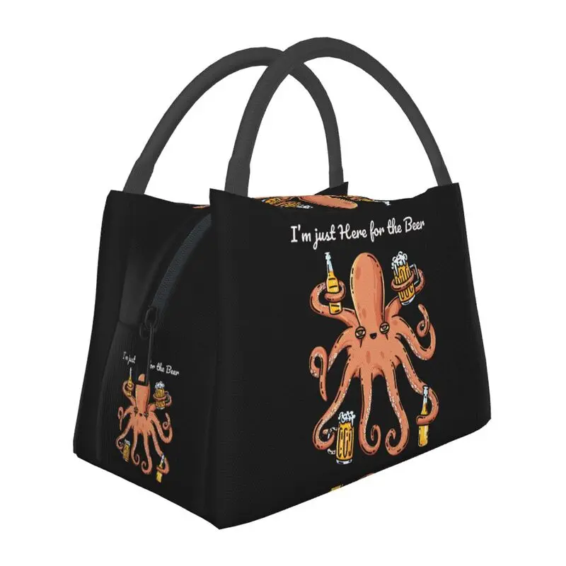 

Custom Funny Beer Octopus Lunch Bag Men Women Thermal Cooler Insulated Lunch Boxes for Office Travel