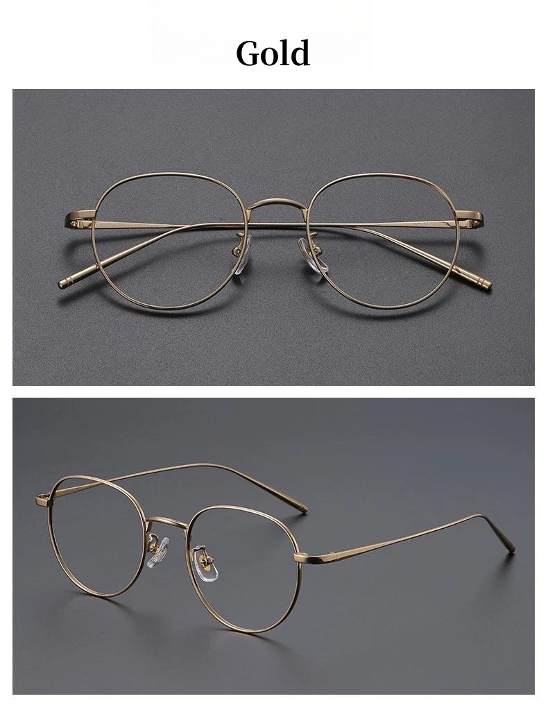FIRADA Mode Komfort Brillen Luxus Retro Runde Titan Brille Optische Brillen Rahmen Für Männer Frauen 2A66-C – Detail 10