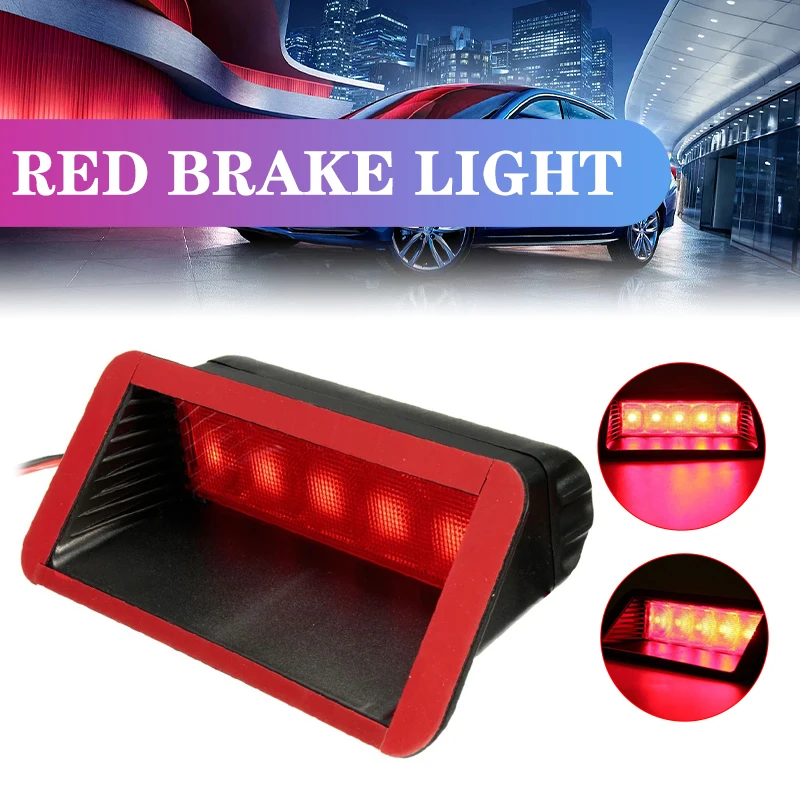 

Red 12V 5 LED Car Warning Rear Tail 3rd Third Brake Stop Fog Light High Mount Lamp Universal
