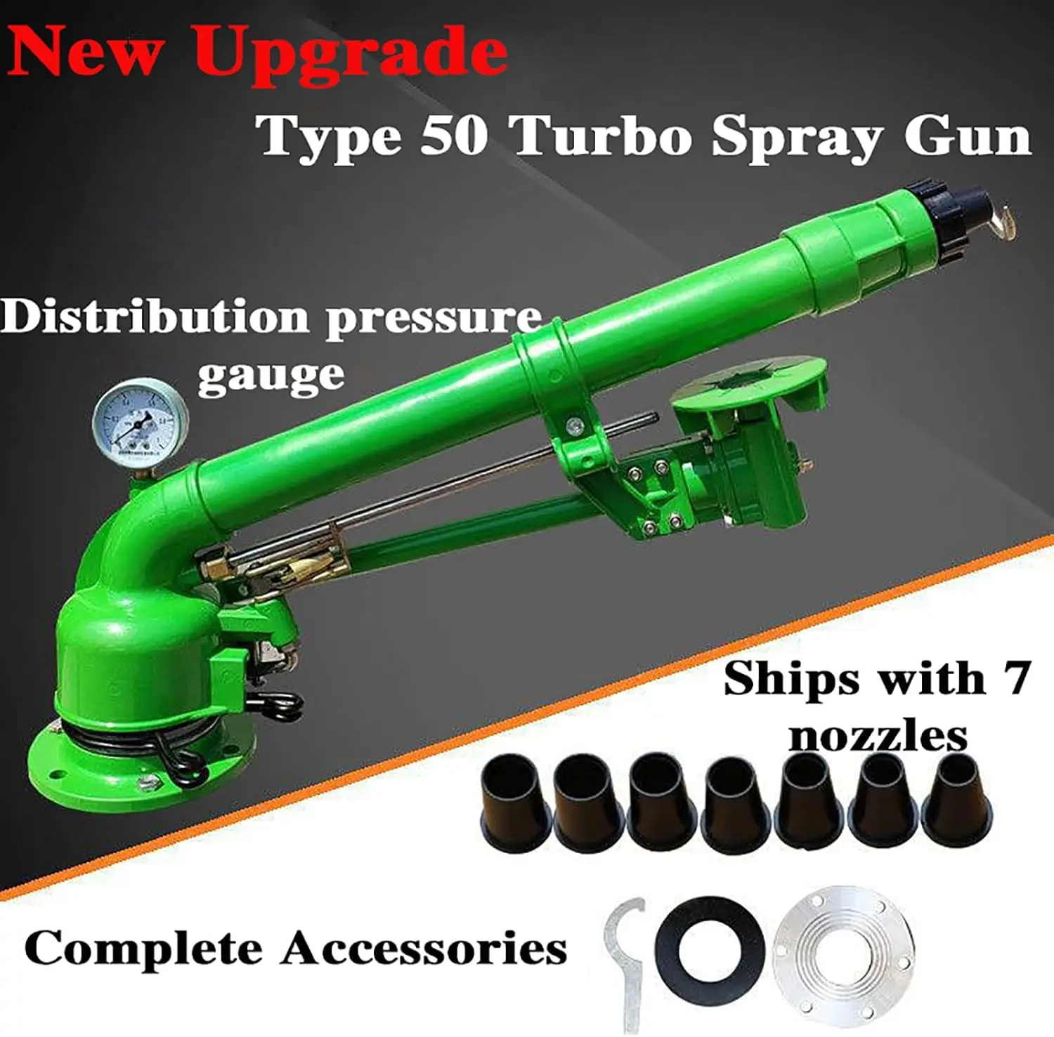 Agricultural Sprinkler System with Pressure Meter, Dual Irrigation Spray Nozzles, 360-Degree Rotational Sprayer for Extensive Wa