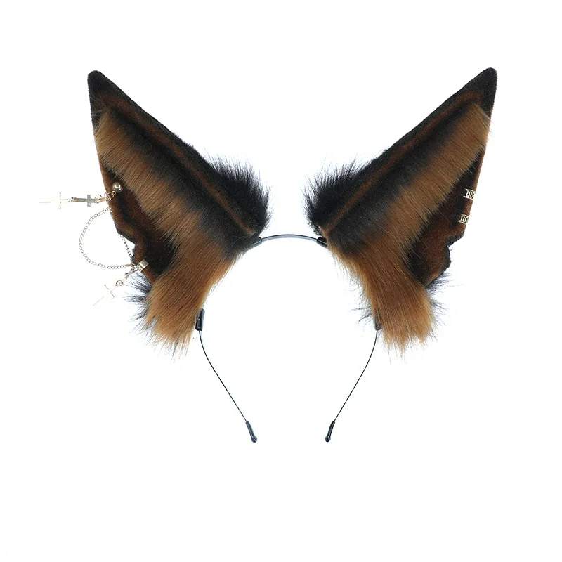 New Custom Halloween Furry Wolf Ear Headdress Simulation Anubis Hu Lang Ear Hair Hoop Beast Ear Cosplay Headband Accessories