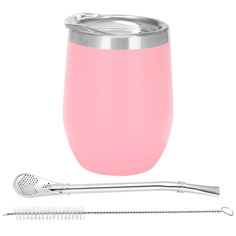 

Double-Wall Stainless Yerba Gourd Mate Tea Set Water Mate Tea Cup With Lid Spoon Straw Bombilla Head Filter Brush