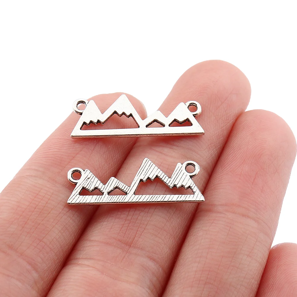 

100 x Tibetan Silver Color Irregular Mountain Connector Charms Pendants for DIY Necklace Jewelry Making Finding Accessories