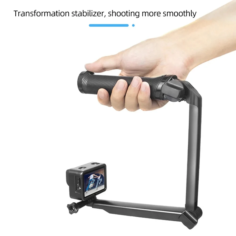 3 Way Grip Foldable Handheld Selfie Stick Mini Tripod For GoPro Hero 12 11 10 9 8 DJI Action 4 3 Insta360 Go3 Camera Accessories