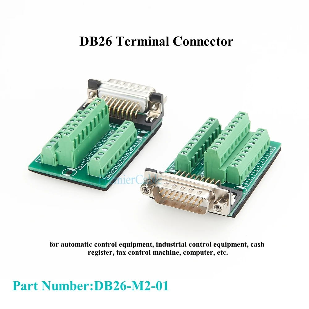 DB26 남성형 터미널 블록 머시닝 D-SUB 26핀 시리얼-무납땜 나사식 브레이크아웃 PCB 보드 신호 모듈 (산업용)