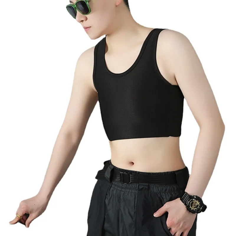 

HaleyChan Women's Corset Top Trans Lesbian Tomboy FTM Plus Size Chest Binder Without Elastic Band Women Elastic Mesh Crop Top