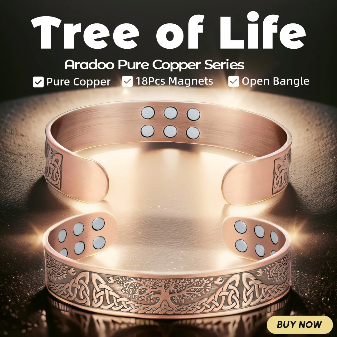 ARADOO Onyx Devil's Eye Pure Copper Bracelet Neodymium Magnet Open Cuff 3500 Gauss Magnetic Therapy Bangles 6