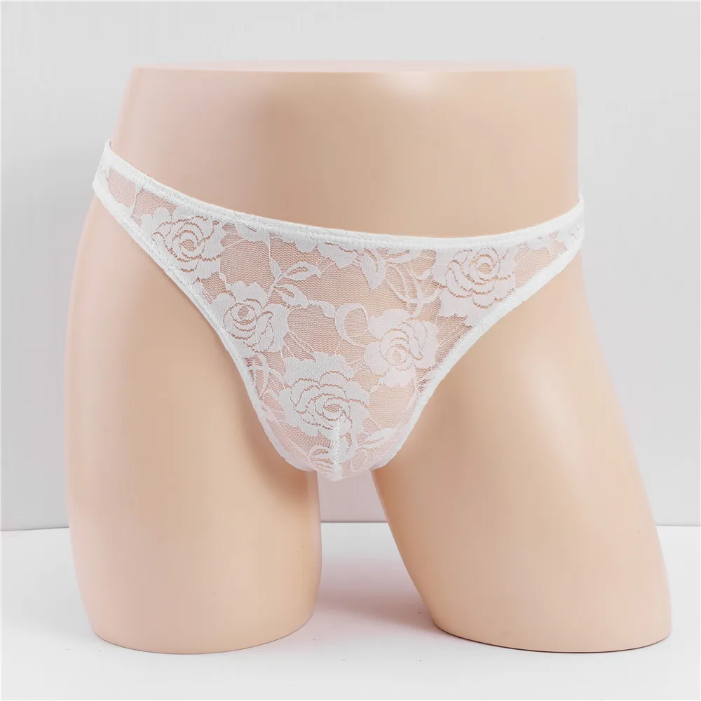 

Мужские сексуальные мини-трусы, трусы-брифы с карманом, Прозрачное нижнее белье, кружевные стринги с цветочным рисунком, нижнее белье, одежда для геев