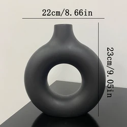 Nordic White Flower Vase for Elegant Floral Arrangements in Living Room Decor (Black Large)