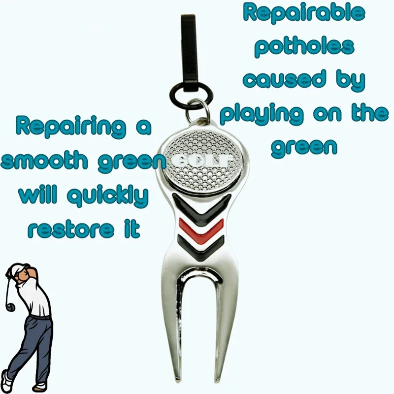 Golf Ball Mark Golf Divot Repair Tool Multifunctional Boutique Golf Green Fork Trimmer Grass Trimmer Caddy Tool Metal Magnet Mark Ball Fork
