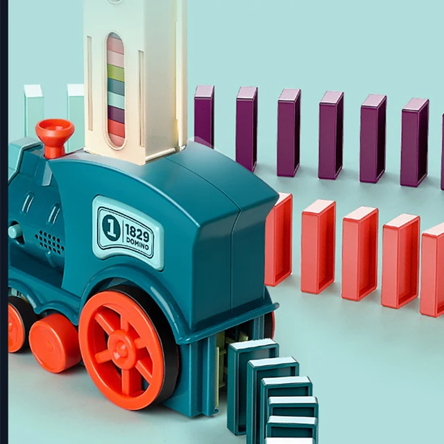 Kids Electric Domino Train Car Set Sound & Light Automatic Laying Dominoes Brick Blocks Game Educational DIY Toy Gift 3