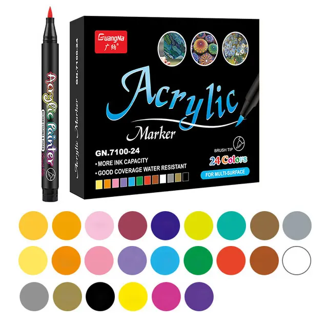 36 Kleuren Acryl Marker Pen Acryl Kwast Markers Pennen Voor Kerst Art Rock Schilderen, Kaart Maken, steen, Metaal Keramiek| | -