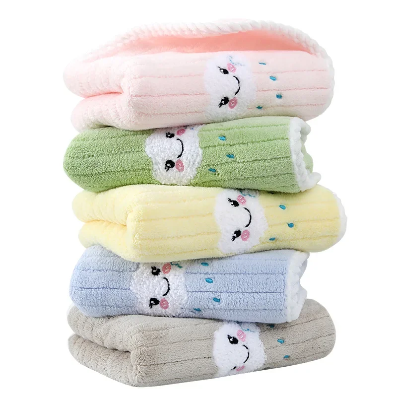 2size Children Towels Baby Face Towel Soft Embroidered Absorbent Cotton Bath Towels for Newborn Kids Handkerchief Shower Stuff