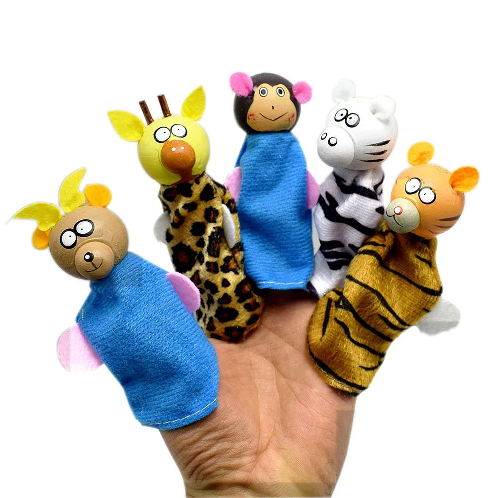 

Hot Novelty Funny Cute Small Animals Wooden Finger Sets Toys Storytelling Props Children Hand Puppets Early Education Props Toys