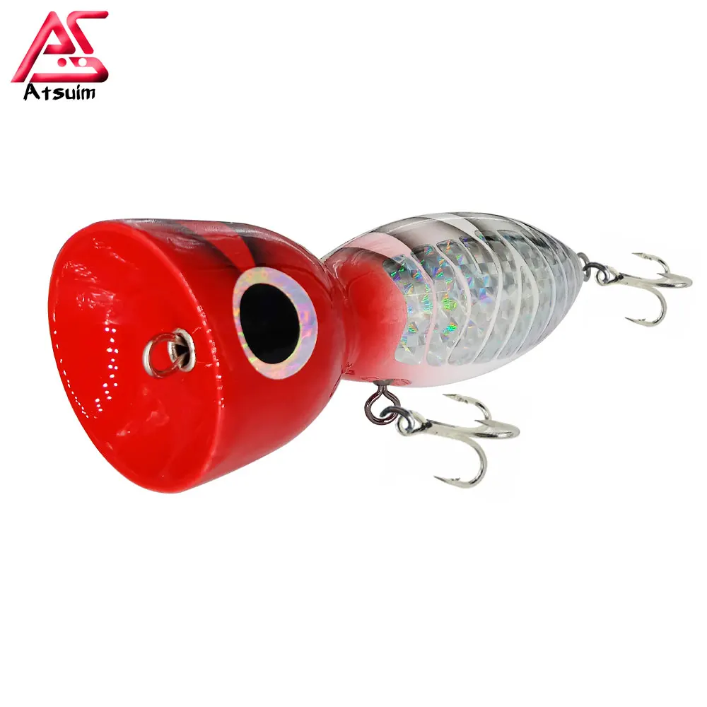 

AS 125g145g Wood Tuna Lure Trolling Bait Glow Popper Boat Fishing BKK Treble Hooks Saltwater Topwater Carp SwimBait Leurre