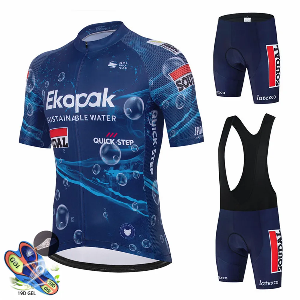 Soudal Quick Step Cycling Jersey Set Summer Belgium Bicycle Breathable Men MTB Bike Clothing Maillot Ropa Ciclismo Uniform Suit