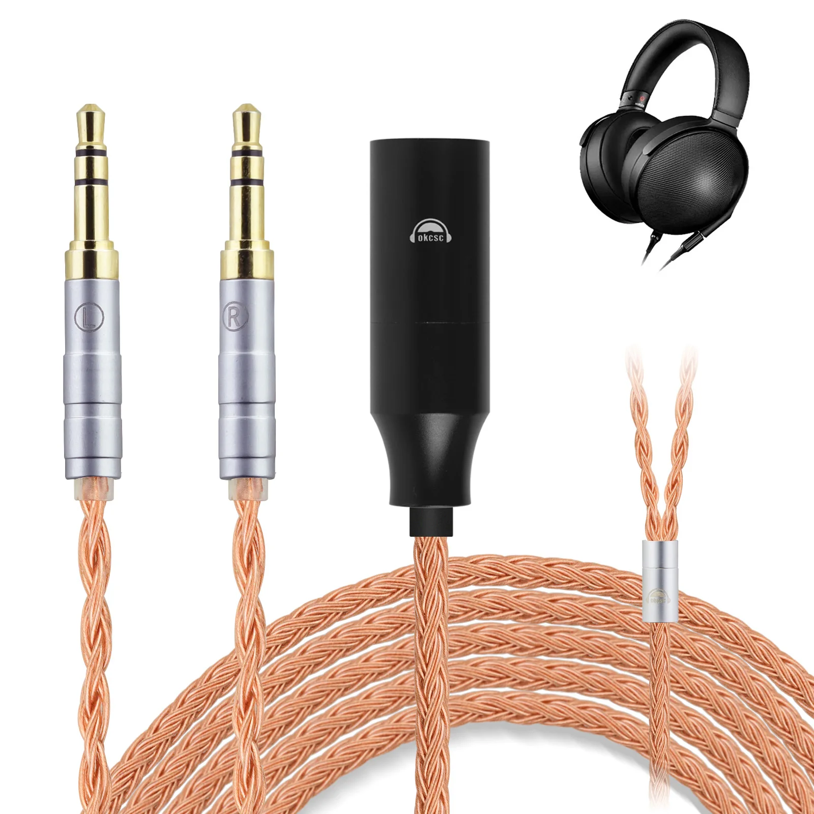 Okcsc-デュアルバランスヘッドフォンケーブル、タイプC、4ピンxlr