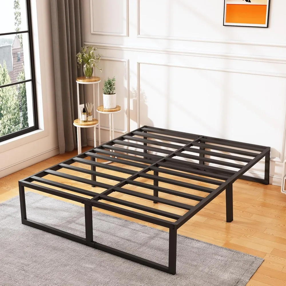 18 Inch Queen Bed Frame, No Box Spring Needed, Heavy Duty Metal Platform Queen Size Bed Frame 5