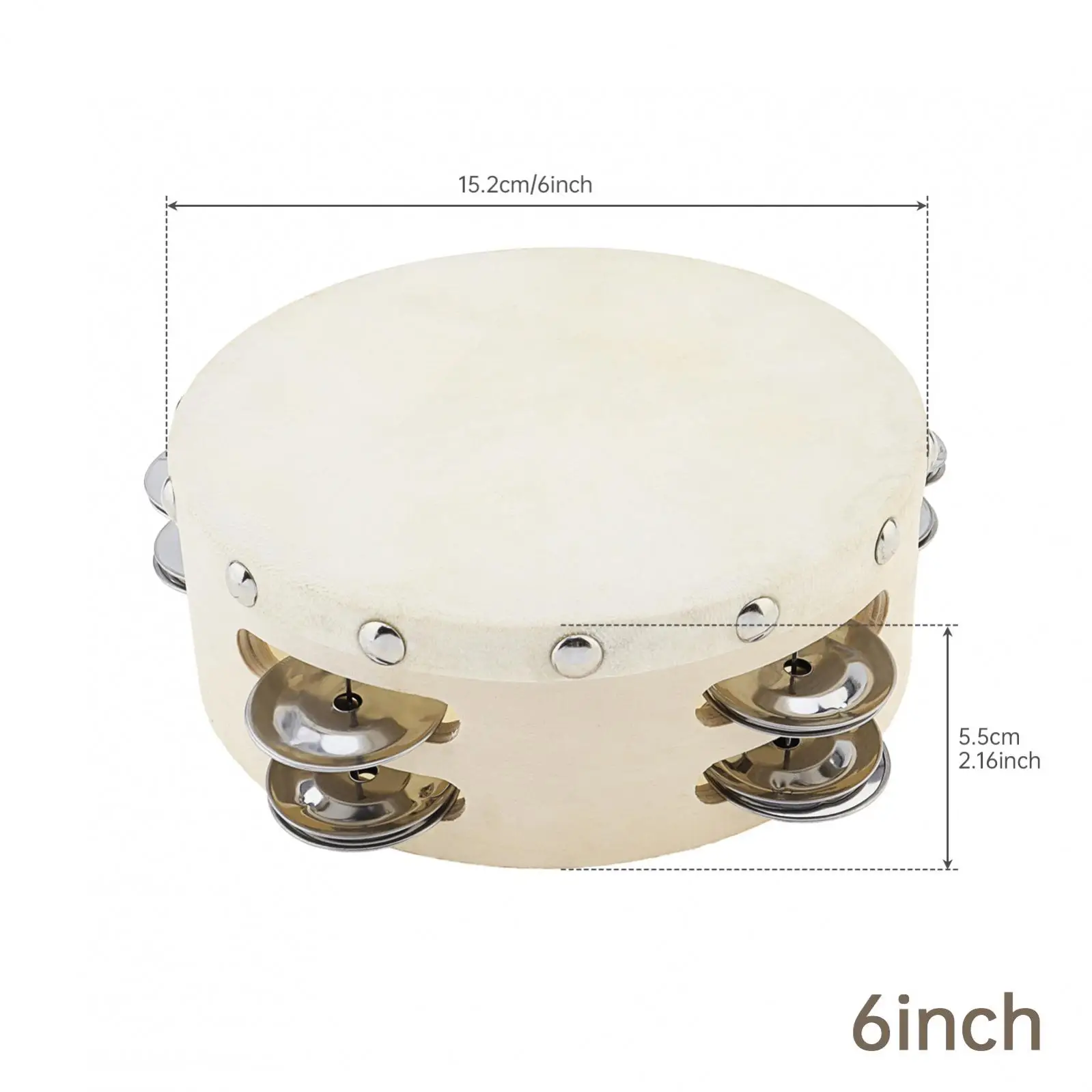 Double Row Jingles Tambourine Handbell Hand Drums 6/8/10 inch for Church Dance Party KTV