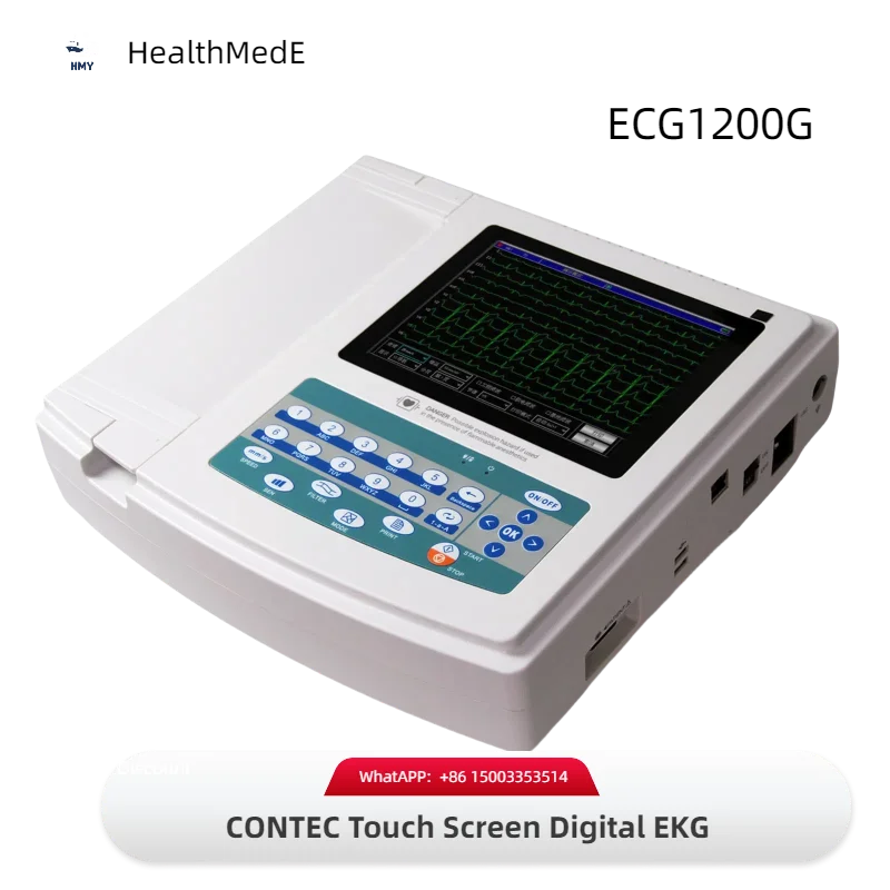 ECG1200G ECG Machine Digital Electrocardiograph 12 Channel 12 Lead Waveform EKG Monitor PC SW Thermal Printing System ECG1200G