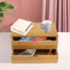 Office Minimalist Mini Bamboo Drawer Style Desktop Storage Box, Home Cosmetics Storage Box, No Assembly Required 3