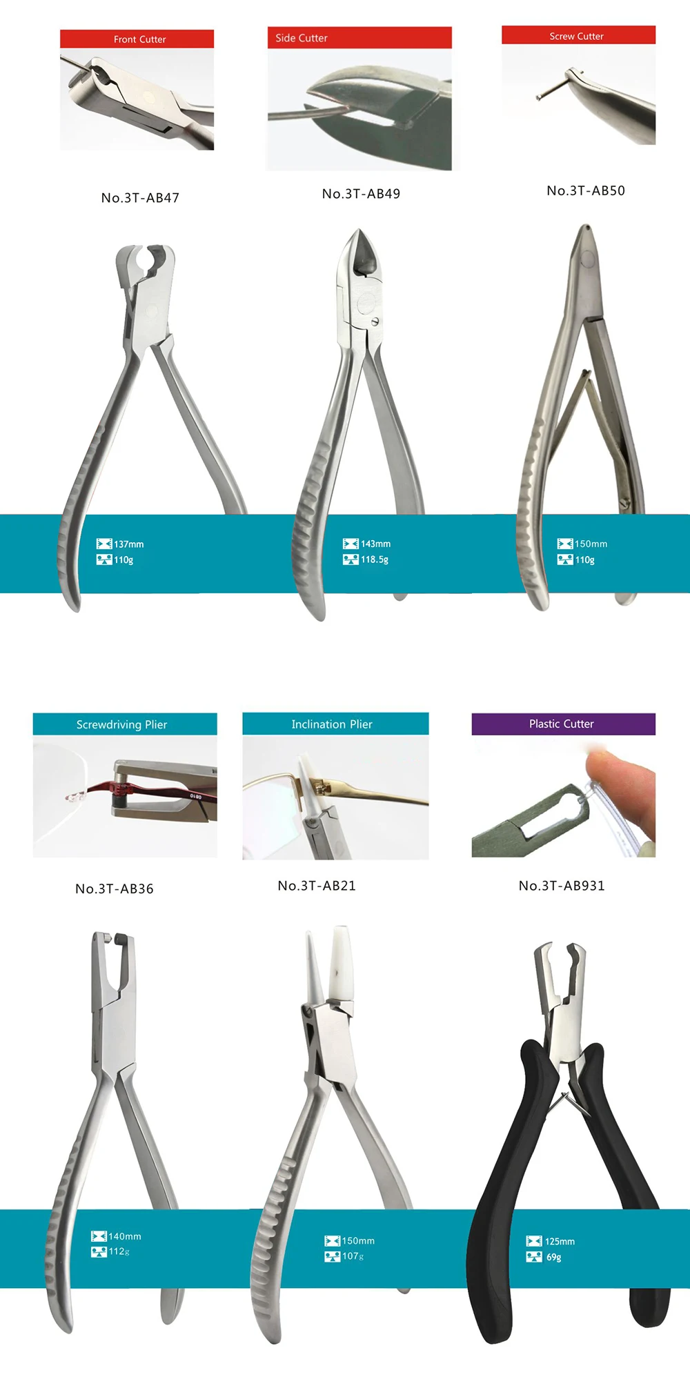 Quality Stainless Steel Eyeglasses Spring Plier Glasses Screw Cutter Trident Chip block Plier Adjuster Optical Repair Hand Tool