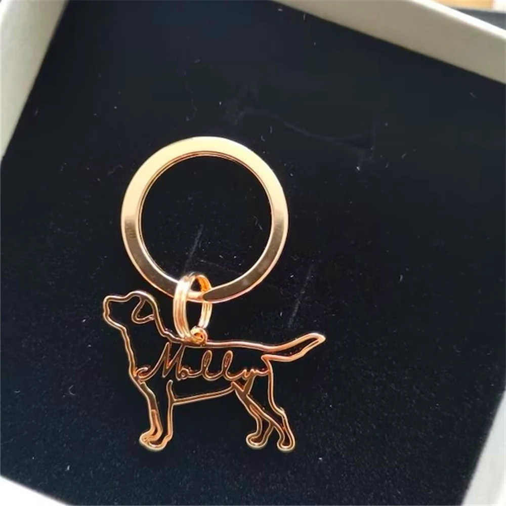 Customied Dog Keychain With Name Personalized Jewelry For Women Animal Pet Lovers Memorial Gift Cat Breed Silhouette Nameplate