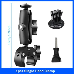 Motorcycle Bike Mount Selfie Stick with Handlebar Accessories Kit - Single Head Clamp