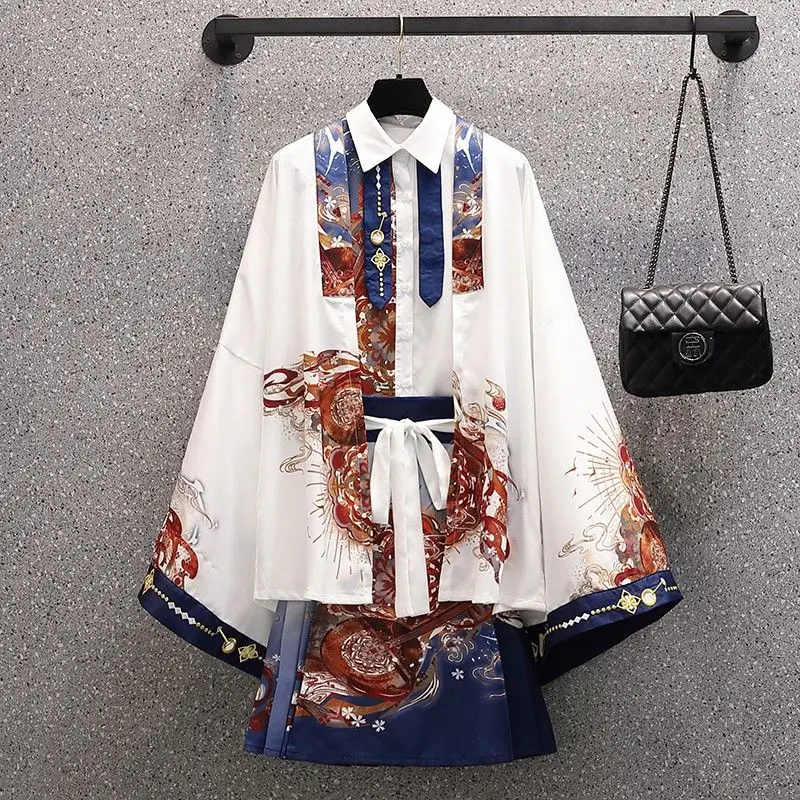 Fashionable Casual Women's Set 2023 Spring and Autumn New Chinese Style Xianqi Hanfu Age Reducing Dress Three Piece Set