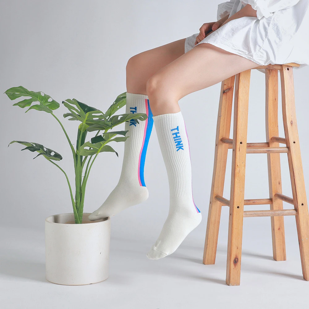 Letter Stripe Sport Women Socks 3 Pairs Fashion Classic Cotton Harajuku Socks INS Hip Hop Skateboard Basketball Happy Boy Socks