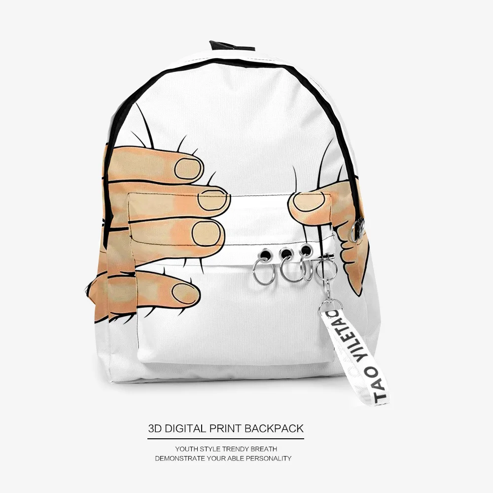 

Classic hand pattern Notebook Backpacks Boys/Girls pupil School Bags 3D Print Keychains Oxford Waterproof Cute Small Backpacks
