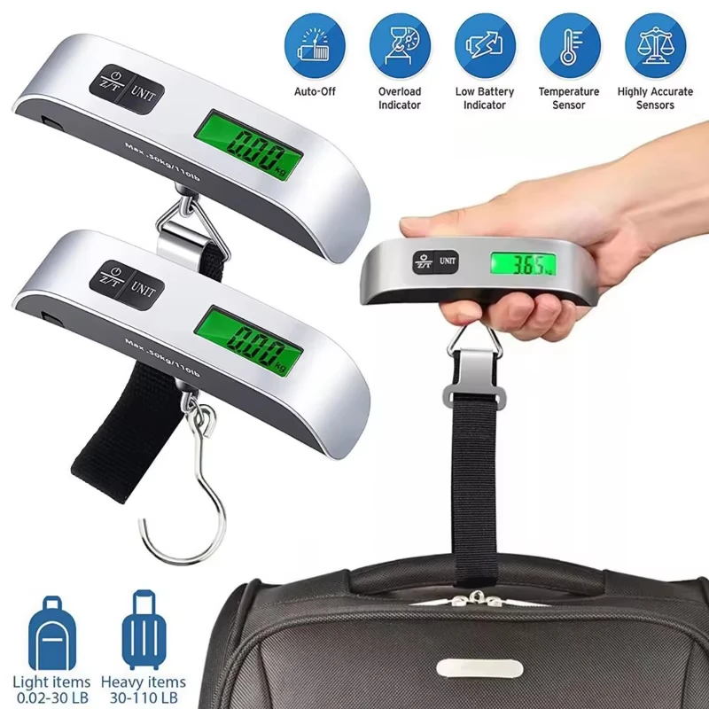 Digital Handheld Portable Luggage Scale for Travel and Suitcases (110lb/50kg Capacity)