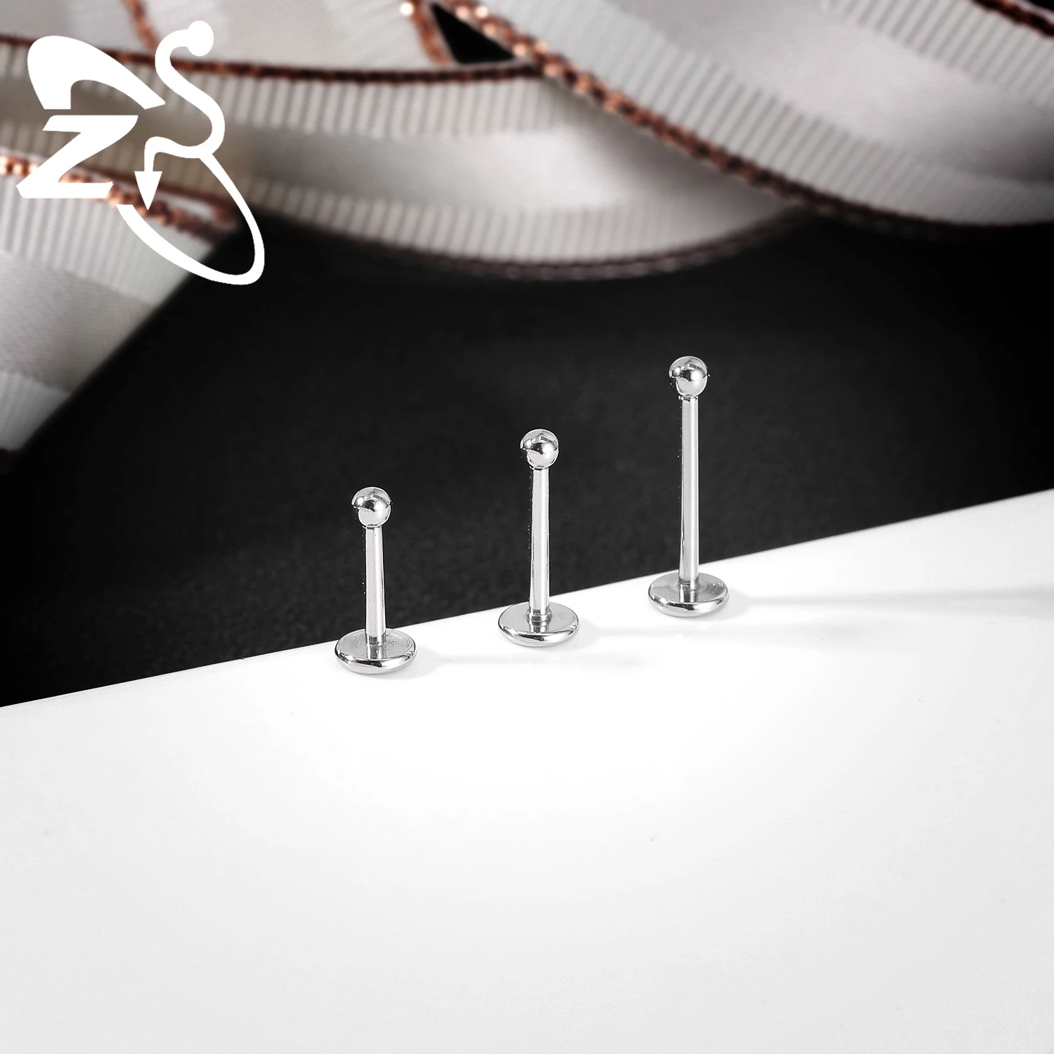 ZS 스테인리스 스틸 립 스터드, 라브렛 립 피어싱, 나선형 연골 피어싱, 귀걸이 쥬얼리, 16G, 18G, 20G, 1 피스 플러그