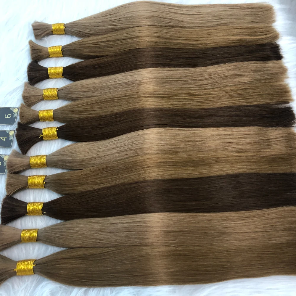 100% Real Indina Human Hair Bulk Hair For Braiding Indian Remy Straight Bulk Braid12-28inch Natural Blonde