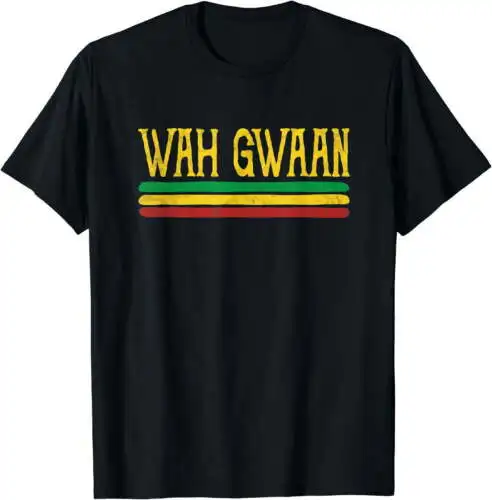 

Wah Gwaan забавные японские Jamaica jamaican цвета Rasta футболка регги