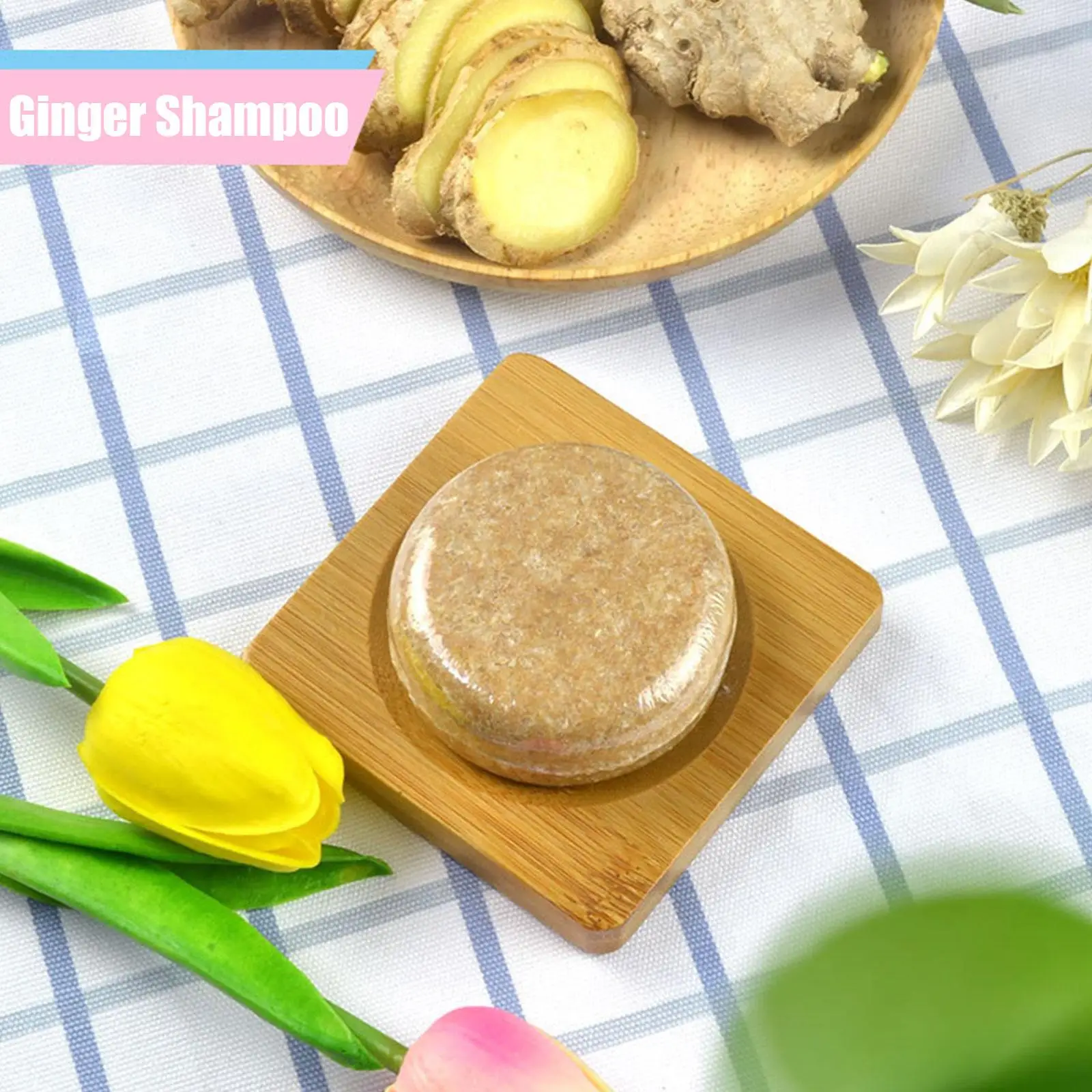 Ginger Polygonum Soap Shampoo Soap Cold Processed Soap Hair Shampoo Bar Pure Plant Hair Shampoos Hair Care images - 6