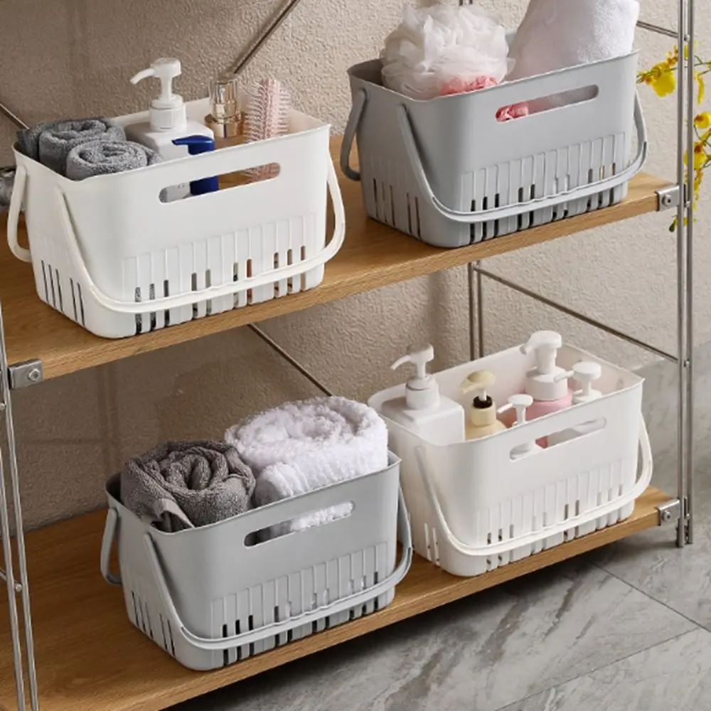 Plastic Handheld Bath Basket Space Saving with Handle Sundries Collection Basket Large Capacity Drain Bath Kitchen shower caddy basket