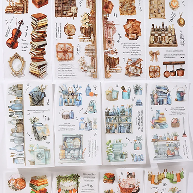 Mr Paper 18pcs/bag Soft House Time Series Home Landscaping Dual Material Die-cut Sticker Book DIY Handbook Scrapbook Card