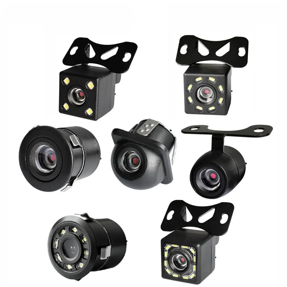 자동차 후방 카메라 HD 와이드 앵글 후방 비디오 차량 카메라 백업 리버스 카메라 12/4/8LED 야간 시야 주차 카메라