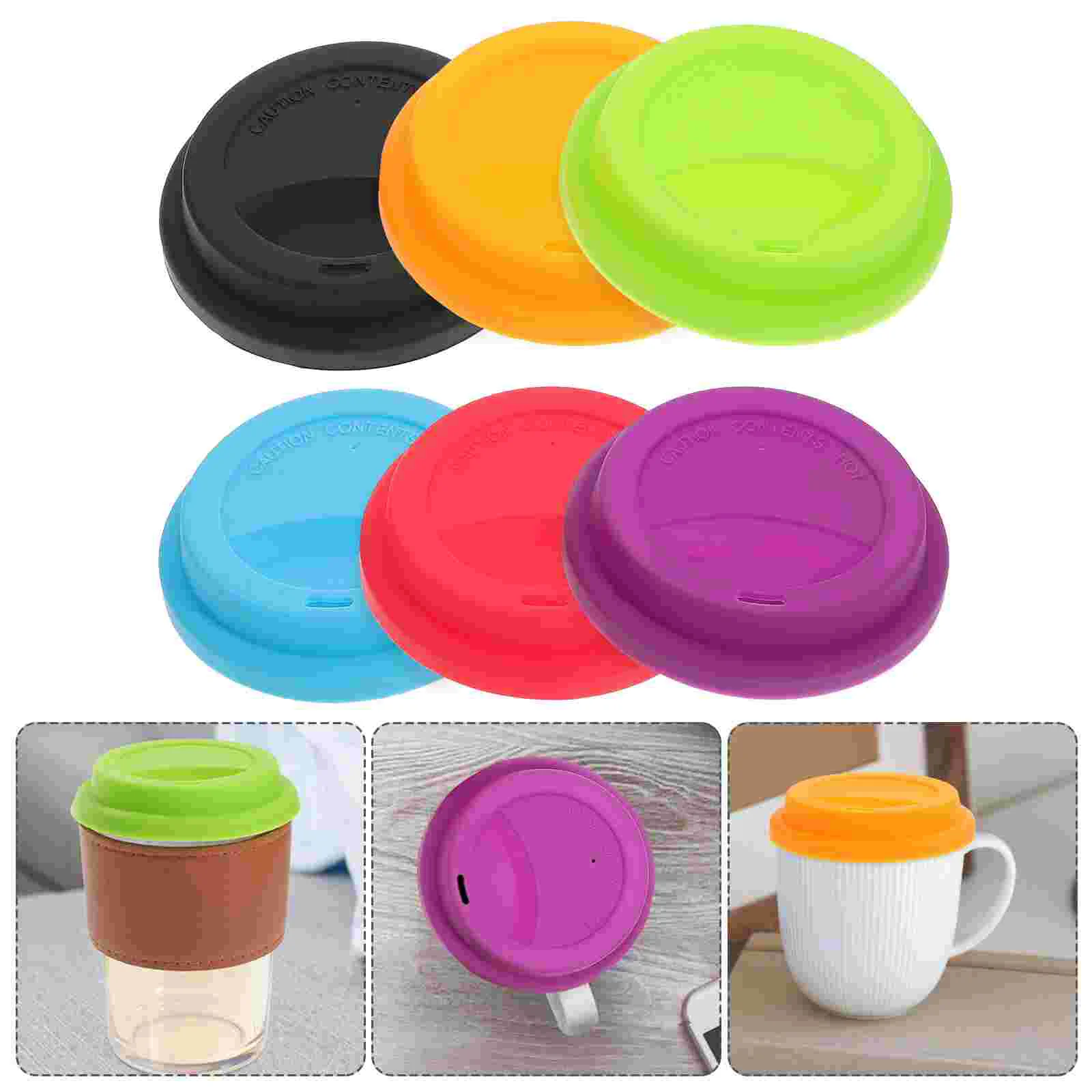 

6 Pcs Silicone Cup Lid Covers Delicate Heat-Resistant Mug Silica Gel Leak-proof Bottle Dustproof Travel Tumbler