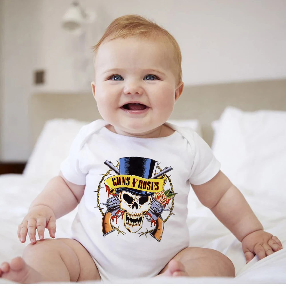 Pistole N' Roses Baby Rock Clothes Stati Uniti Anni '90 Popular Band Harajuku Neonate Body Soft Custom