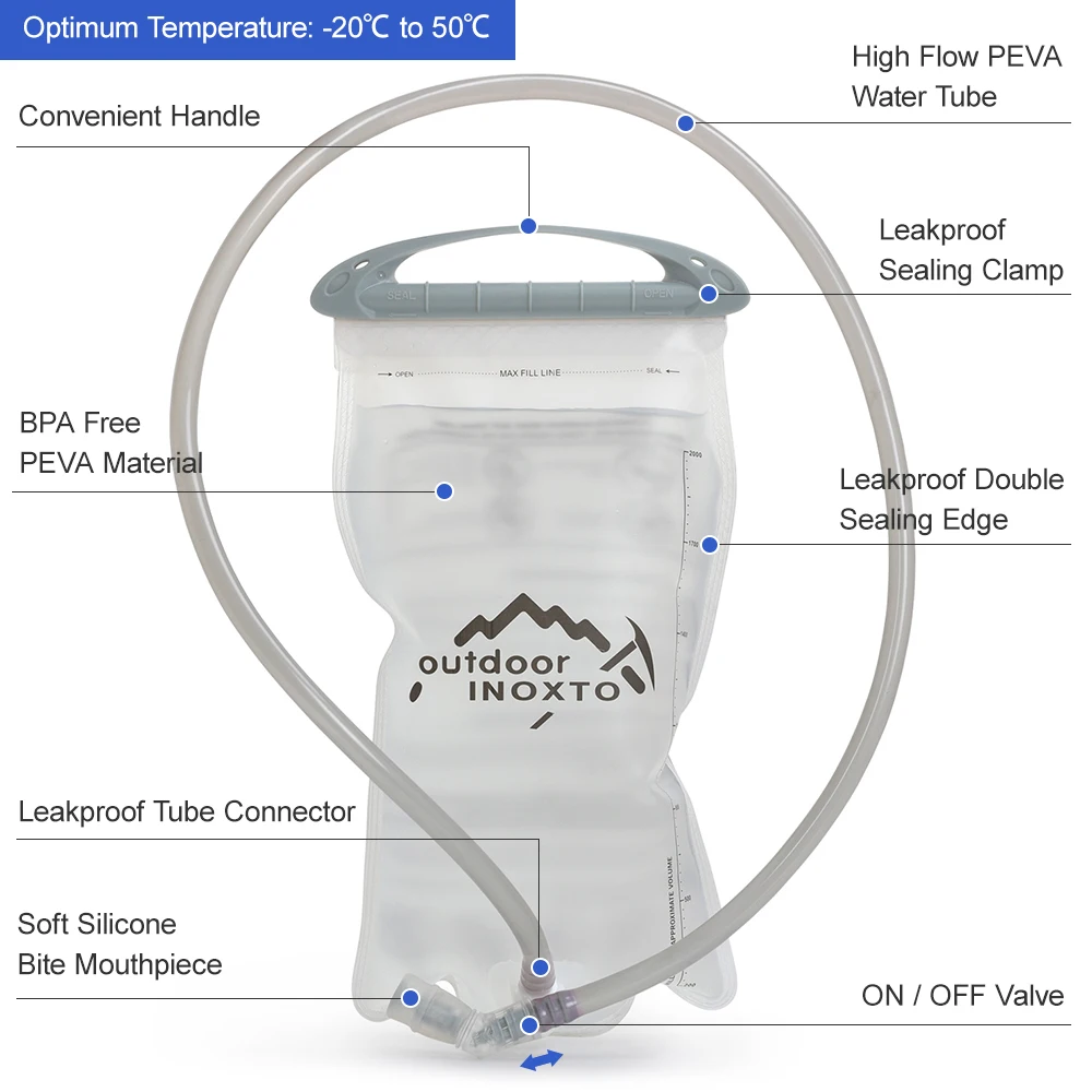 Hydration Bladder 1.5L Leakproof For Hiking Running