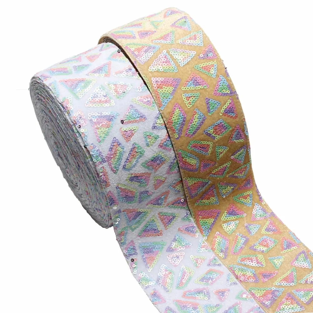 

75mm 3inch White Gold Black Sequin Ribbon for DIY Crafts Supplies Decoration Materials 20yards/lot